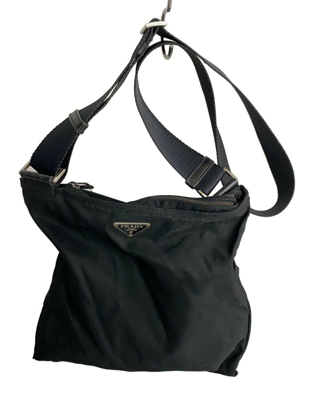 Prada Shoulder Bag Black Triangle Plate